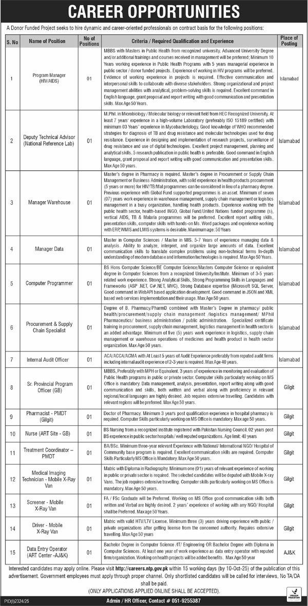 Jobs in Public Sector Organization Islamabad